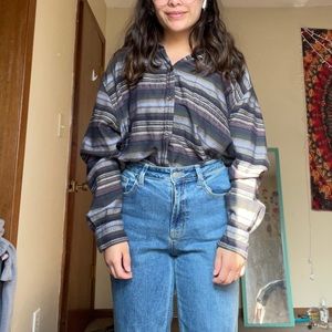 XL vintage button striped shirt